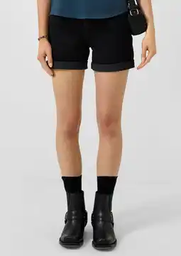 Wehkamp QS denim slim regularwaist short zwart aanbieding