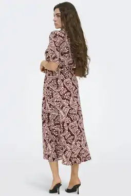 Wehkamp JDY maxi zomerjurk met ceintuur en print - donkerrood aanbieding