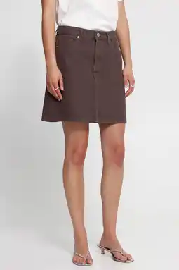 Wehkamp ICHI denim spijkerrok donkerbruin aanbieding