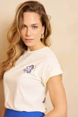 Wehkamp Lofty Manner T-shirt met print - ecru aanbieding
