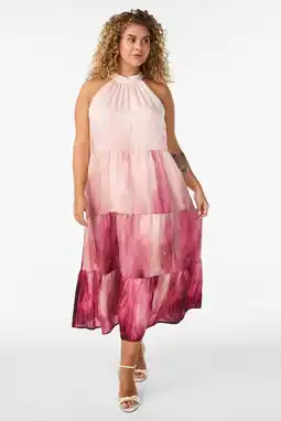 Wehkamp Zizzi halter midi jurk Plus Size - roze aanbieding