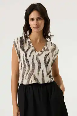 Wehkamp Garcia T-shirt met zebraprint ecru aanbieding