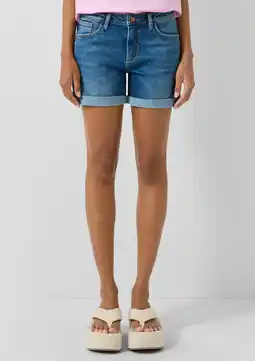 Wehkamp QS slim regularwaist short medium blue denim aanbieding