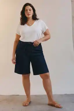 Wehkamp VERO MODA CURVE straight fit korte broek Plus Size - donkerblauw aanbieding