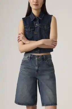 Wehkamp Levi's denim wide leg regularwaist short dark blue denim aanbieding