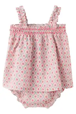 Wehkamp Mango Kids korte jurk met print en ruches - roze aanbieding