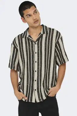 Wehkamp ONLY & SONS regular casual overhemd gebreid beige aanbieding