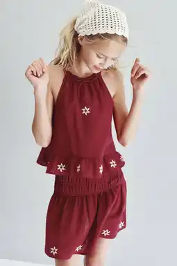 Wehkamp Mango Kids korte rok met borduursels - rood aanbieding