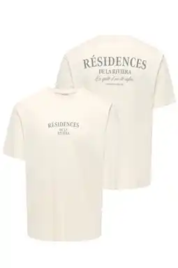 Wehkamp ONLY & SONS relaxed T-shirt met backprint ecru aanbieding