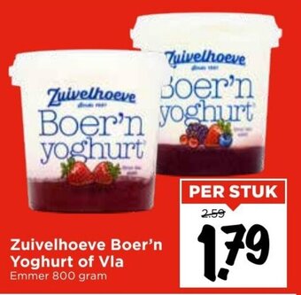 Vomar Voordeelmarkt Zuivelhoeve Boer'n Yoghurt of Vla aanbieding