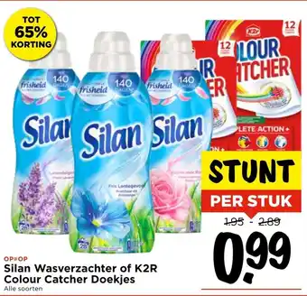 Vomar Voordeelmarkt Silan Wasverzachter of K2R Colour Catcher Doekjes aanbieding