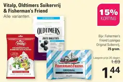 De Online Drogist Vitalp, Oldtimers Suikervrij & Fisherman's Friend aanbieding