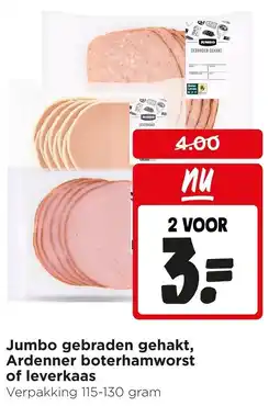 Jumbo Jumbo gebraden gehakt, Ardenner boterhamworst of leverkaas aanbieding