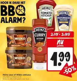 Jumbo Heinz saus of Wijko satésaus aanbieding