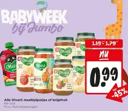 Jumbo Alle Olvarit maaltijdpotjes of knijpfruit aanbieding