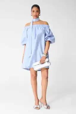 Wehkamp Shoeby off shoulder jurk lichtblauw aanbieding