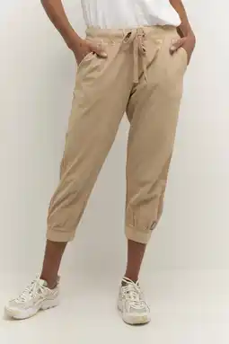 Wehkamp Kaffe slim regularwaist broek zand aanbieding