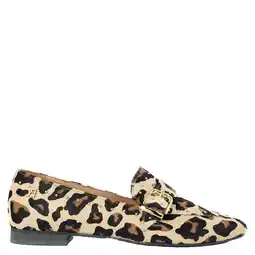 Wehkamp Babouche G-Luna- 8 leren loafers met ponyhair en panterprint beige/zwart aanbieding