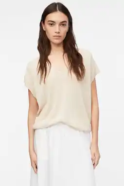 Wehkamp comma mouwloze top met linnen beige aanbieding