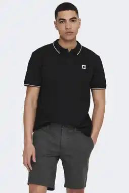Wehkamp ONLY & SONS slim polo zwart aanbieding