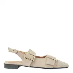 Wehkamp Babouche suède leren slingback loafers beige aanbieding