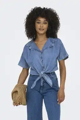 Wehkamp ONLY denim blouse medium blue denim aanbieding