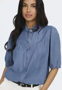 Wehkamp ONLY blouse medium blue denim aanbieding