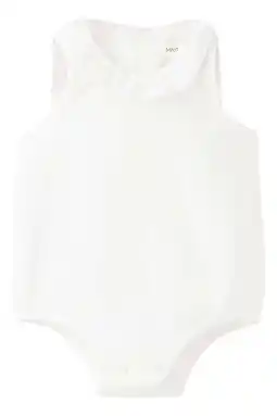 Wehkamp Mango Kids katoenen romper met ruches - wit aanbieding