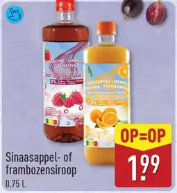 ALDI Sinaasappel of frambozensiroop aanbieding