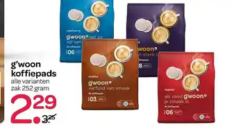 Spar G'woon Koffiepads 252 gram aanbieding