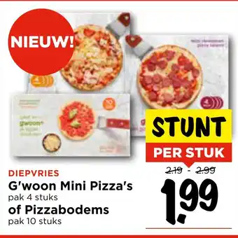 Vomar Voordeelmarkt G'woon Mini Pizza's of Pizzabodems aanbieding