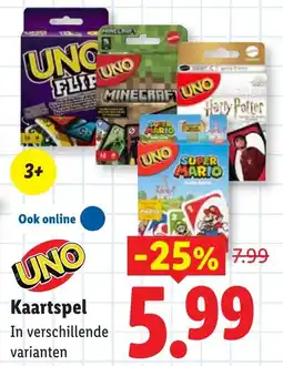 Lidl Uno Kaartspel aanbieding