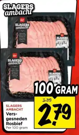 Vomar Voordeelmarkt Slagers ambacht Versgesneden Rosbief aanbieding