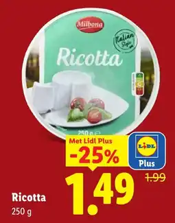 Lidl Milbona Ricotta aanbieding