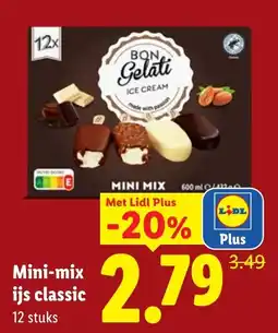 Lidl Bon Gelati Mini-mix ijs classic aanbieding