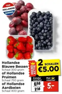 Vomar Voordeelmarkt Hollandse Blauwe Bessen of Hollandse Pruimen of Hollandse Aardbeien aanbieding