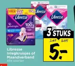 Vomar Voordeelmarkt Alle Libresse Inlegkruisjes of Maandverband aanbieding