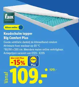 Lidl Koudschuim topper Big Comfort Plus aanbieding