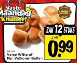 Vomar Voordeelmarkt Verse Witte of Fijn Volkoren Bollen aanbieding