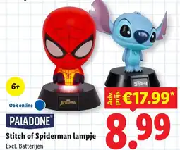 Lidl Stitch of Spiderman lampje aanbieding