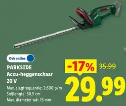 Lidl Parkside Accu-heggenschaar aanbieding