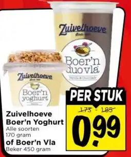 Vomar Voordeelmarkt Zuivelhoeve Boer'n Yoghurt of Boer'n Vla aanbieding