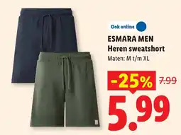 Lidl Esmara Men Heren sweatshort aanbieding
