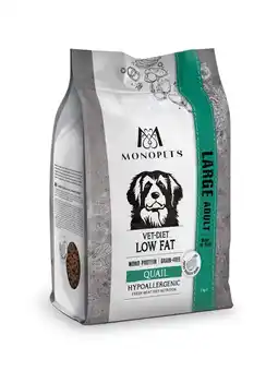 Pets Place Monopets Vet Diet Low Fat Large Adult - Hondenbrokken - Kwartel 2 kg aanbieding