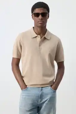 Wehkamp Mango Man regular fit polo - lichtbeige aanbieding