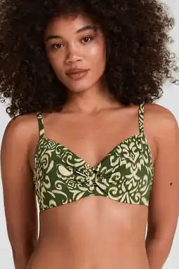 Wehkamp Hunkemöller Cancun niet-voorgevormde beugel bikinitop - groen/beige aanbieding