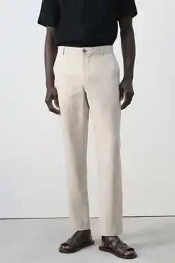 Wehkamp Mango Man slim pantalon met linnen beige aanbieding
