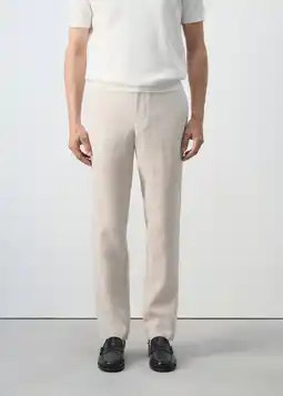 Wehkamp Mango Man linnen slim fit chino - lichtbeige aanbieding