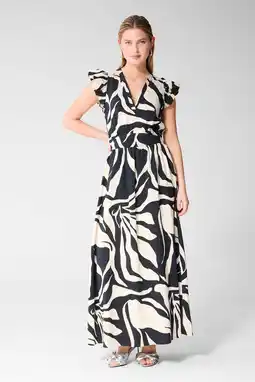 Wehkamp Shoeby maxi jurk met print - zwart aanbieding