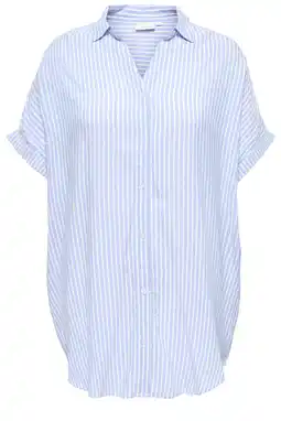 Wehkamp ONLY CARMAKOMA oversized top Plus Size met krijtstreep - lichtblauw aanbieding